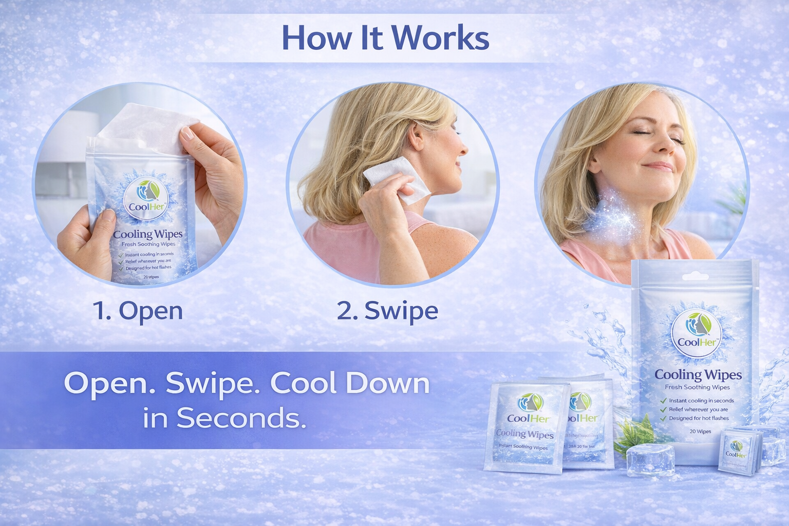 CoolHer™ Pack of 20 Disposable Wipes - Image 3